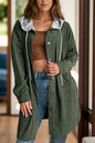 Drawstring Dropped Shoulder Long Sleeve Longline Jacket