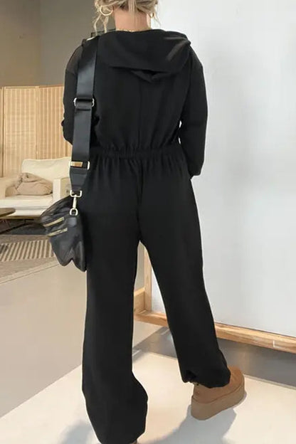 Drawstring Long Sleeve Jumpsuit