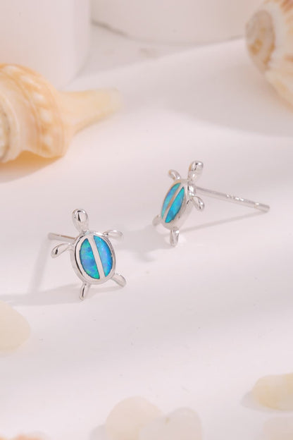 Opal Turtle 925 Sterling Silver Stud Earrings