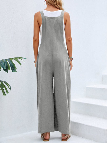 Square Neck Wide Strap Overalls