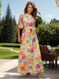 Printed Grecian Neck Maxi Dress