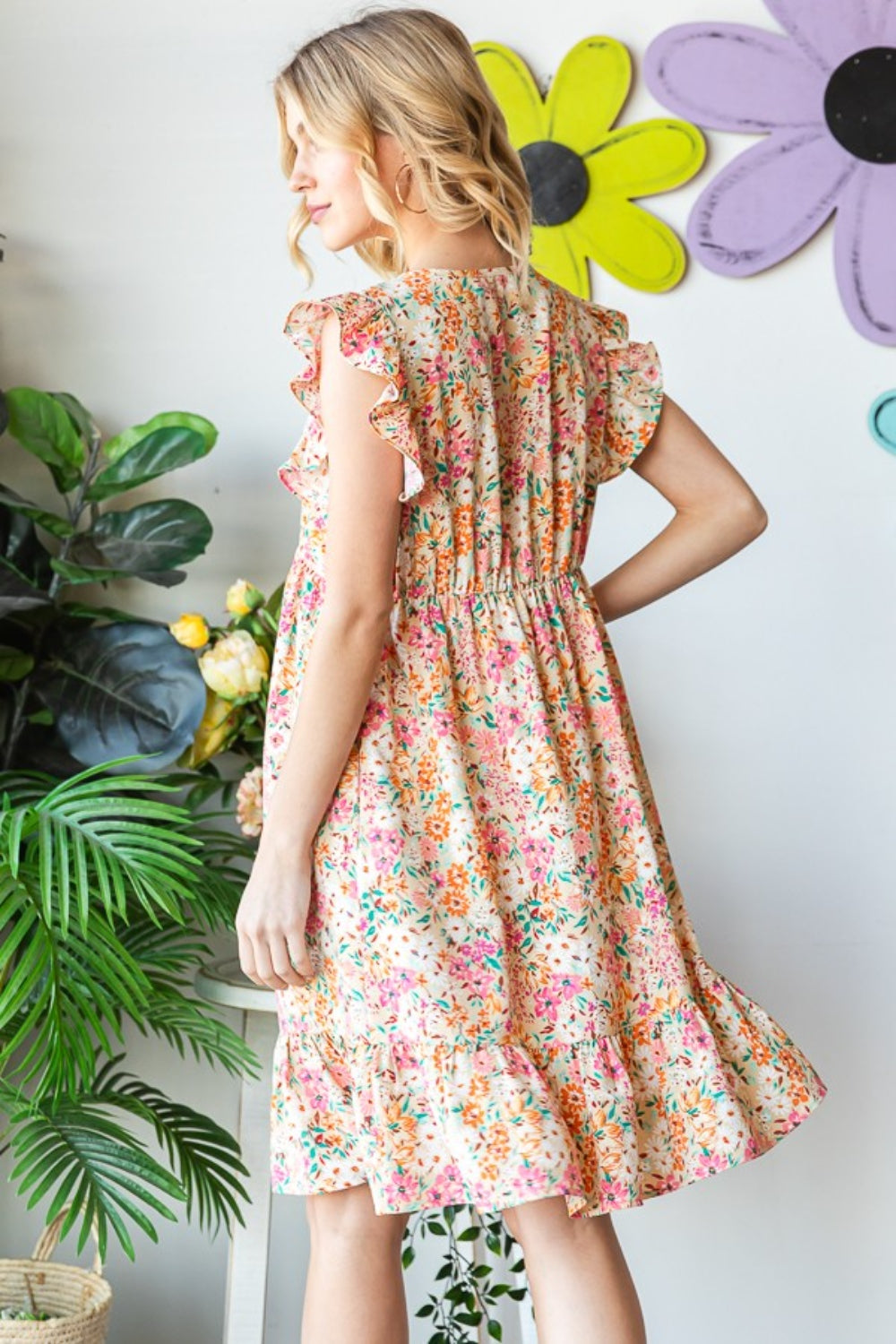 Heimish Floral Ruffled V-Neck Dress