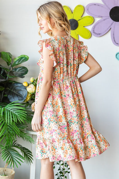 Heimish Floral Ruffled V-Neck Dress