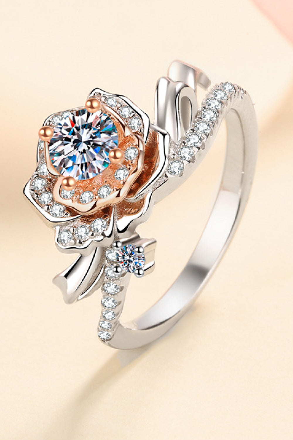 Rose-Shaped Moissanite Ring