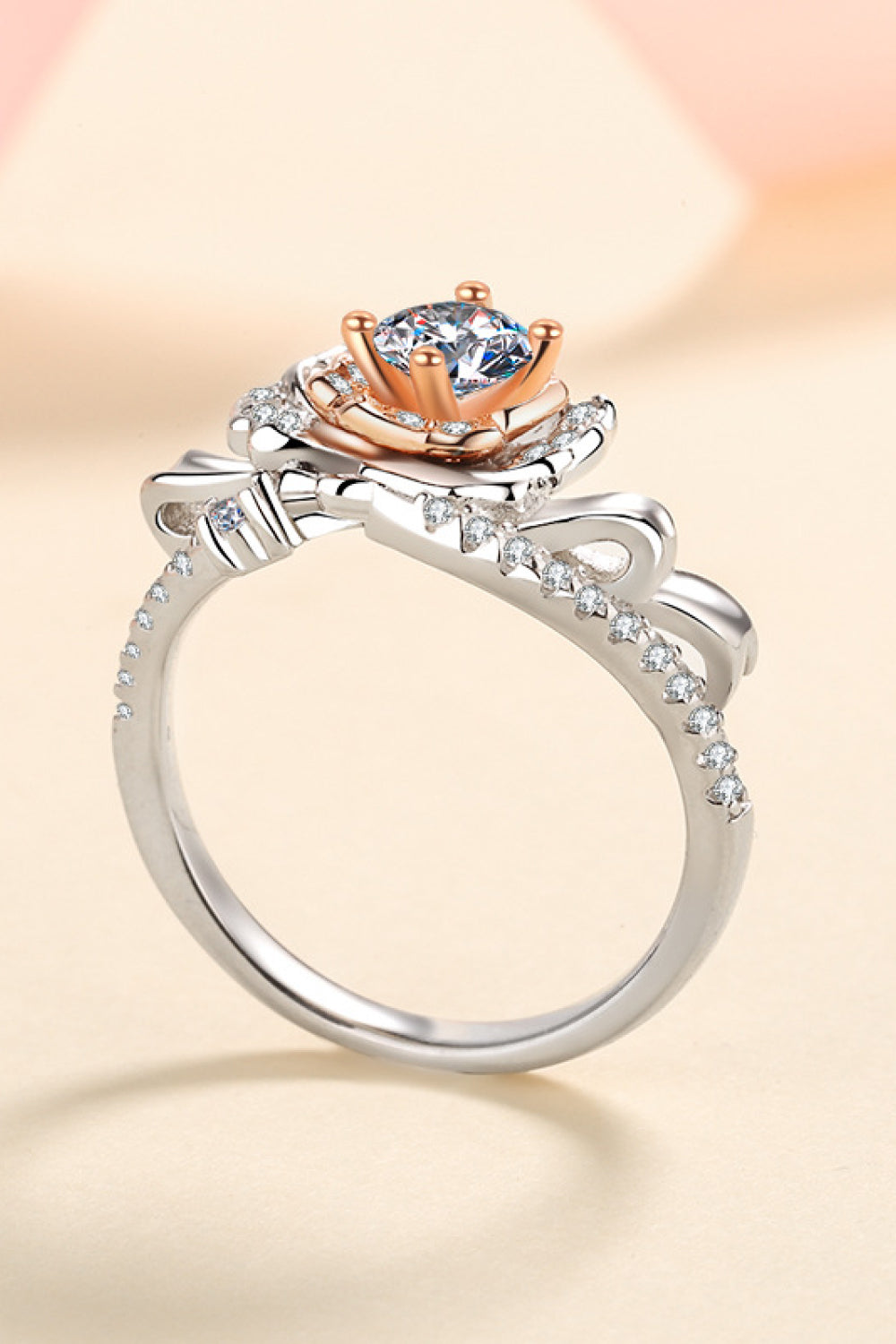 Rose-Shaped Moissanite Ring