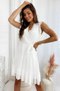 Ruffled Surplice Cap Sleeve Dress