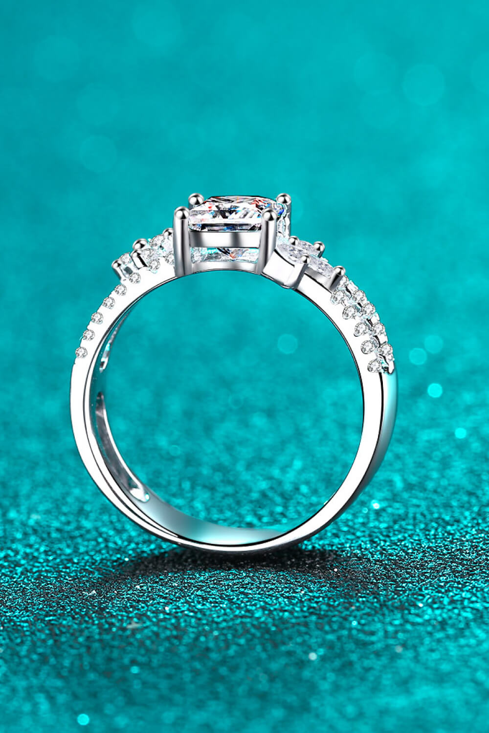 Moissanite & Sterling Silver Double Layered Ring