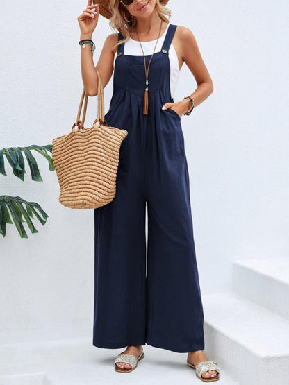 Square Neck Wide Strap Overalls