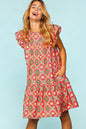 Haptics Ruffled Printed Dress with Side Pockets