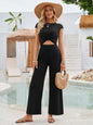 Twisted Round Neck Cap Sleeve Jumpsuit