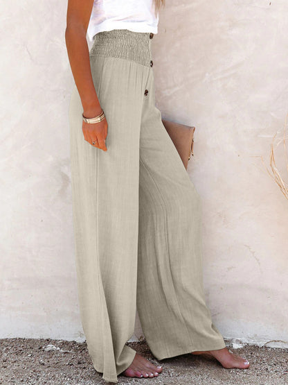 Decorative Button High Waist Pants