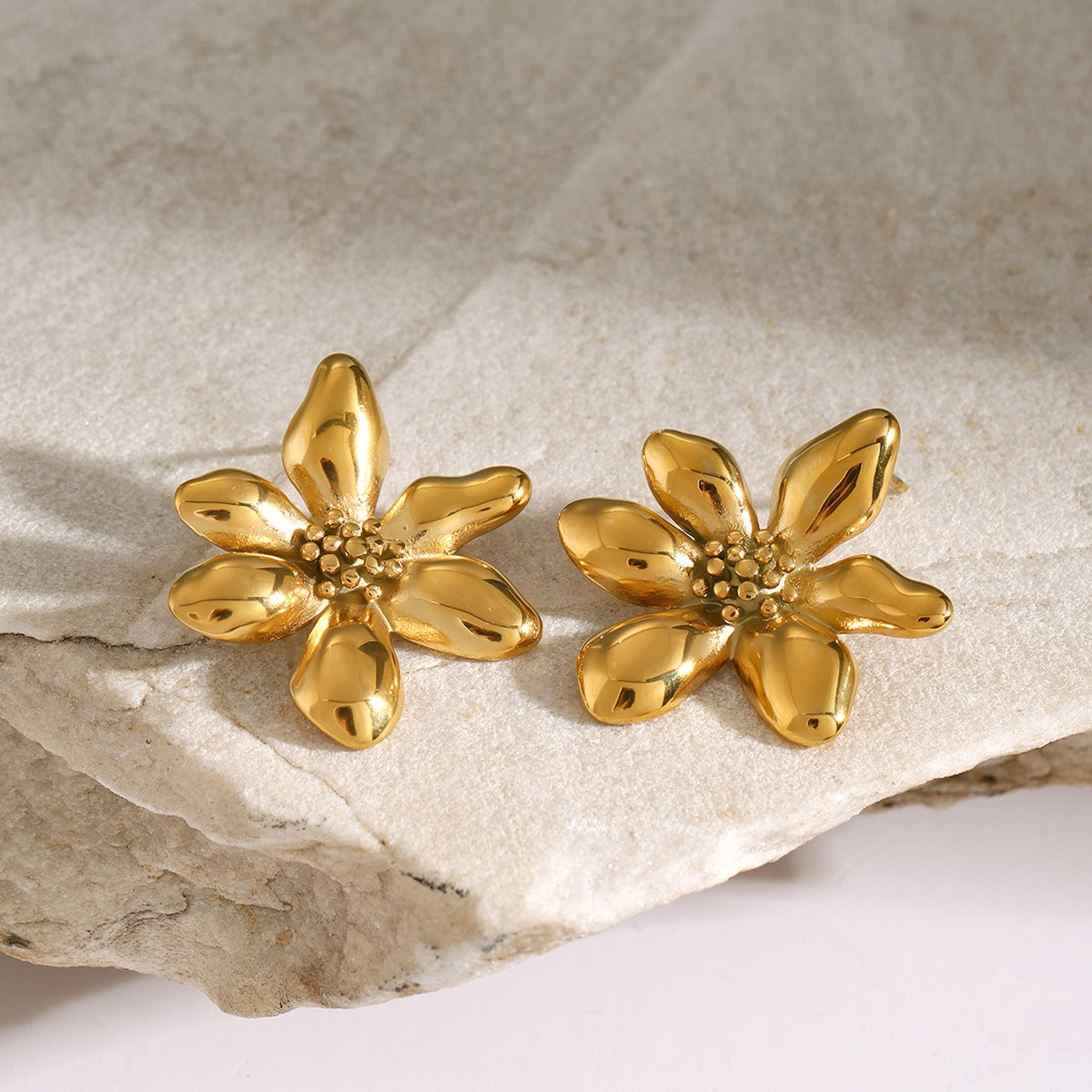 Stainless Steel Flower Earrings