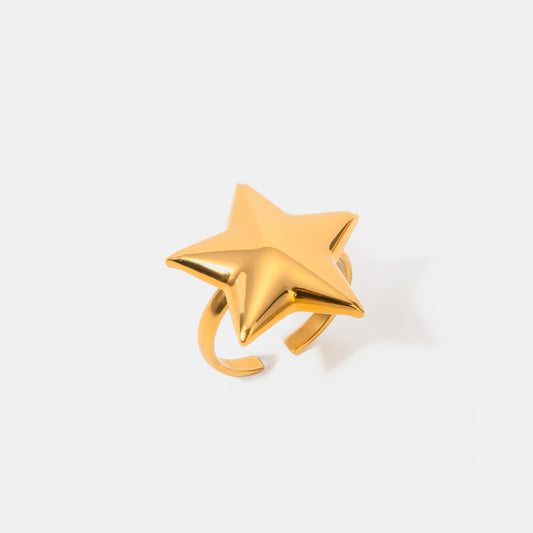 18K Gold-Plated Stainless Steel Star Ring