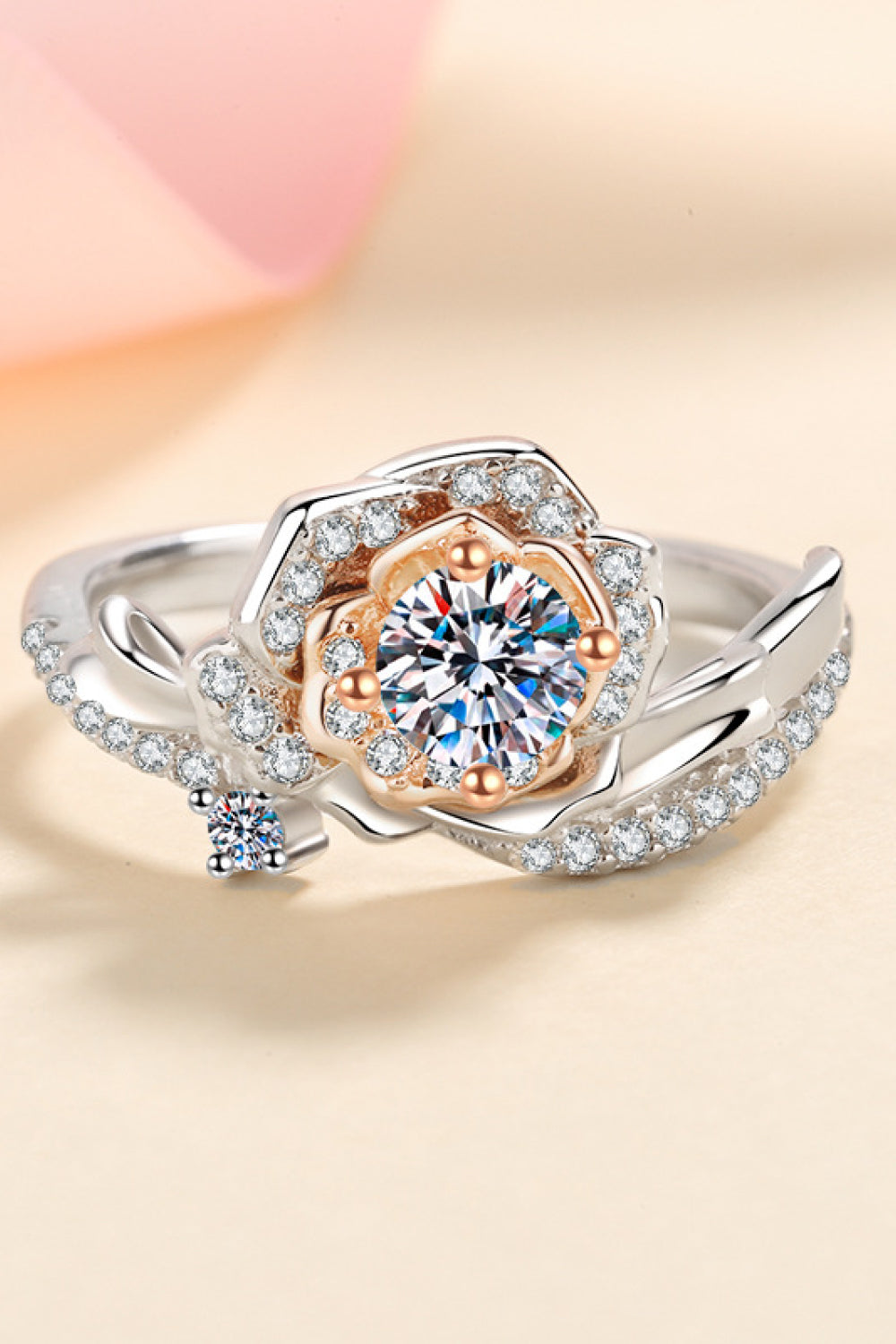 Rose-Shaped Moissanite Ring