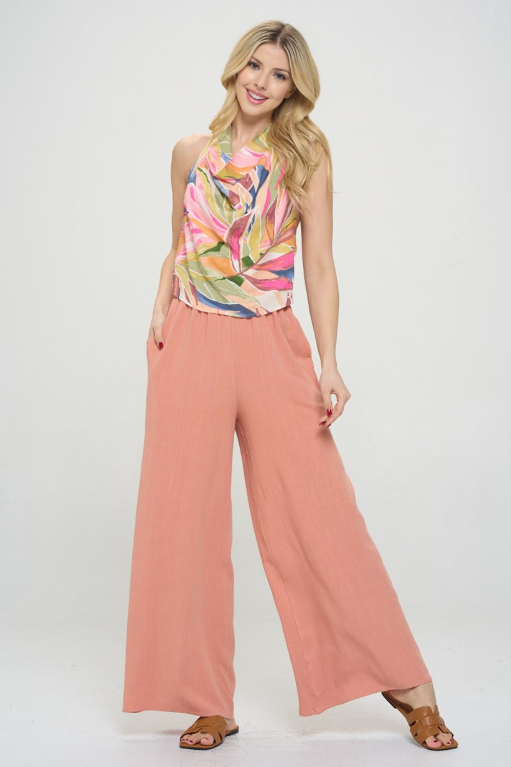 Linen Wide Leg Pants with Pockets