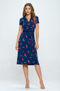 Floral Tie Front Surplice Short Sleeve Dress