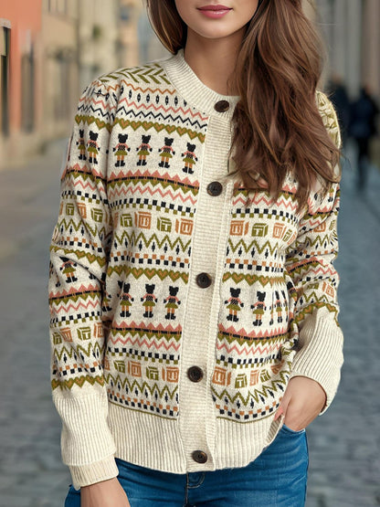 Graphic Button Down Long Sleeve Cardigan