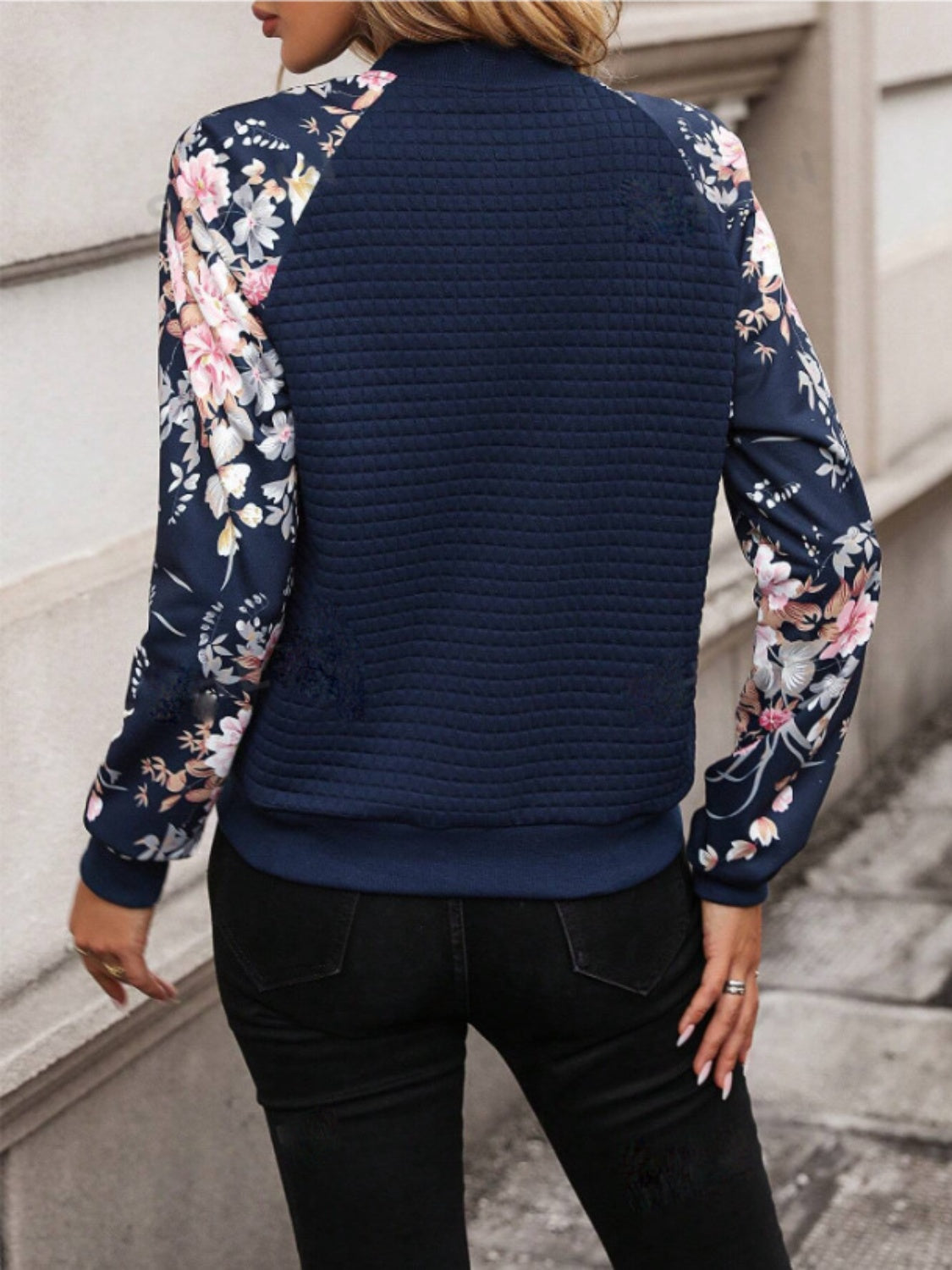 Printed Zip Up Long Sleeve Jacket