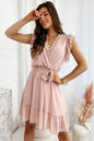 Ruffled Surplice Cap Sleeve Dress