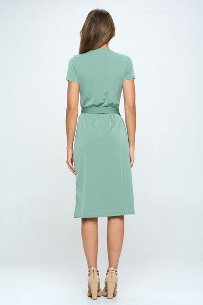 Tie  Front Surplice Short Sleeve Dress