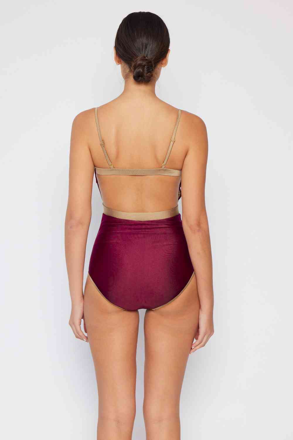 Wave Break Contrast Trim One-Piece in Wine