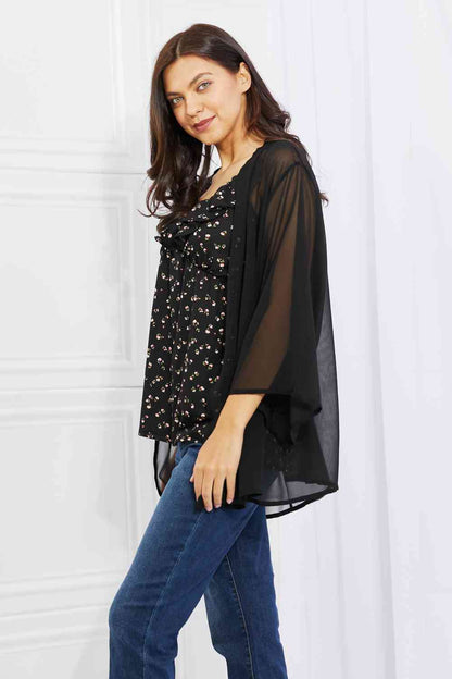 Just Breathe Chiffon Kimono in Black