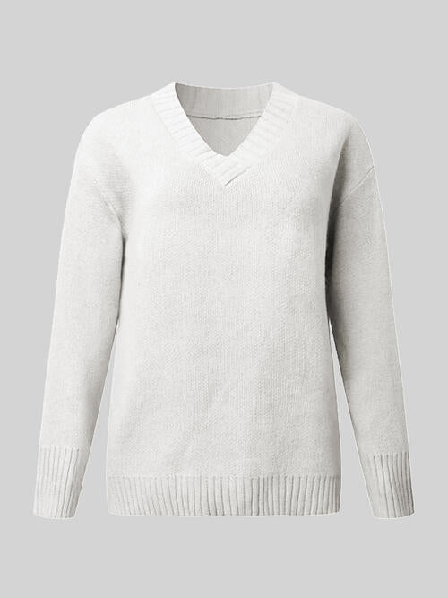 Soft Embrace V-Neck Long Sleeve Knit Top