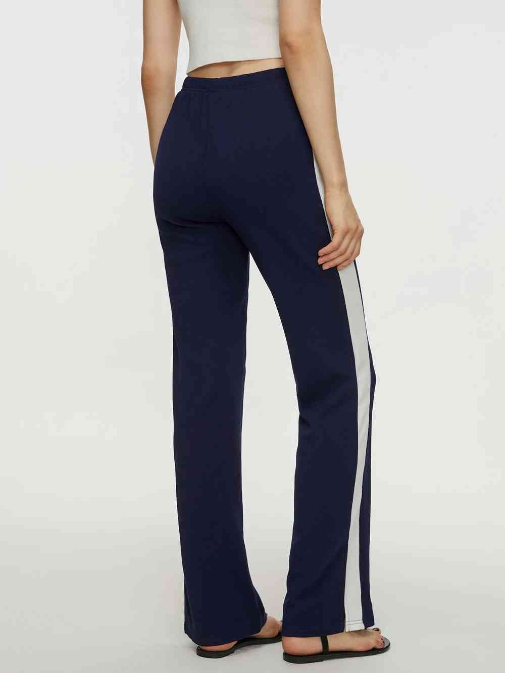 Contrast Slit Long Pants