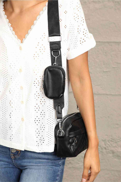 Leather Shoulder Bag with Small Purse