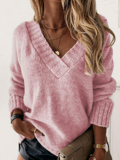 Soft Embrace V-Neck Long Sleeve Knit Top