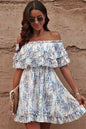 You wish Darling Floral Off-Shoulder Ruffle Hem Dress