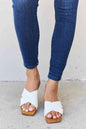 Step Into Summer Criss Cross Wooden Clog Mule in White