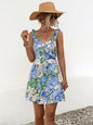 Vacay Ready Printed Ruffled Surplice Wide Strap Mini Dress