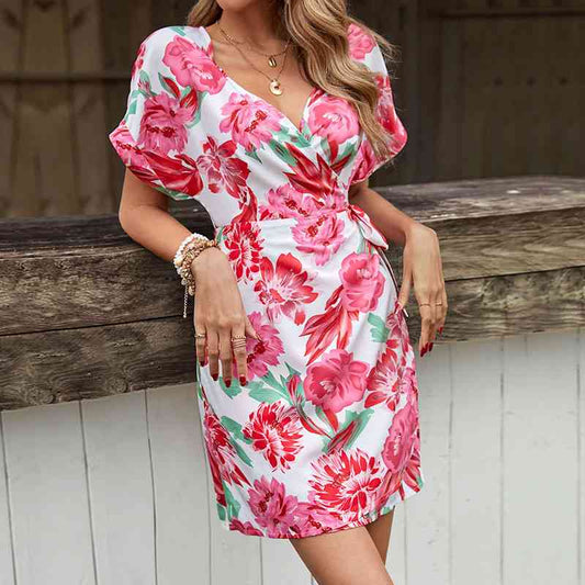 That’s What you Thought Floral Tied Short Sleeve Mini Dress