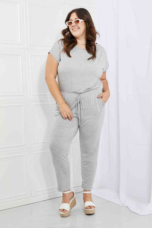 Comfy Days Boat Neck Jumpsuit in Grey