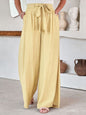 Drawstring Pocketed Wide Leg Pants