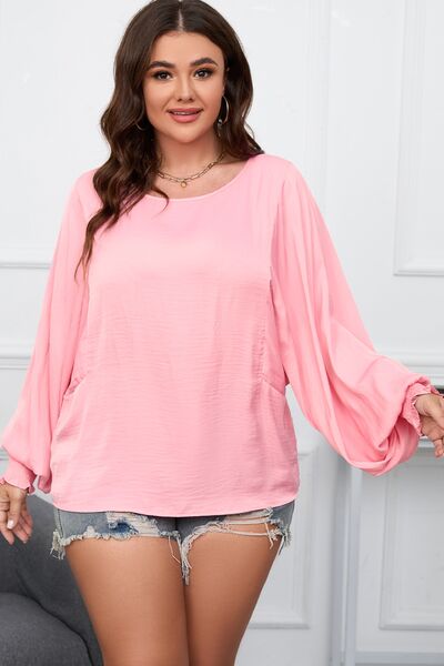 Lantern Sleeve Dropped Shoulder Blouse