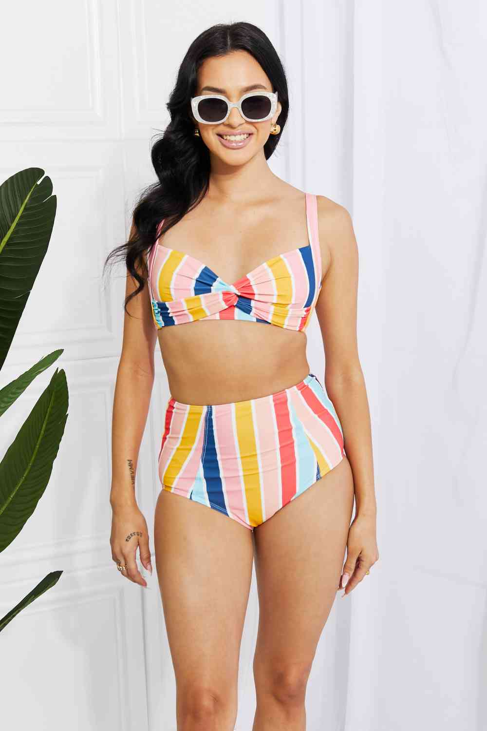 Swim Take A Dip Twist High-Rise Bikini in Stripe