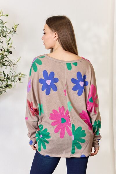 Floral V-Neck Long Sleeve Top