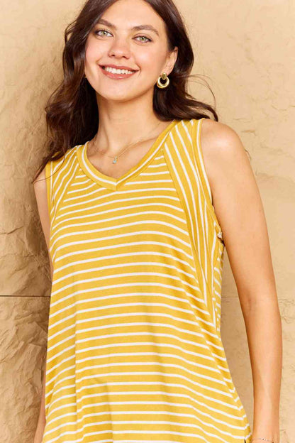 Striped Sleeveless V-Neck Top