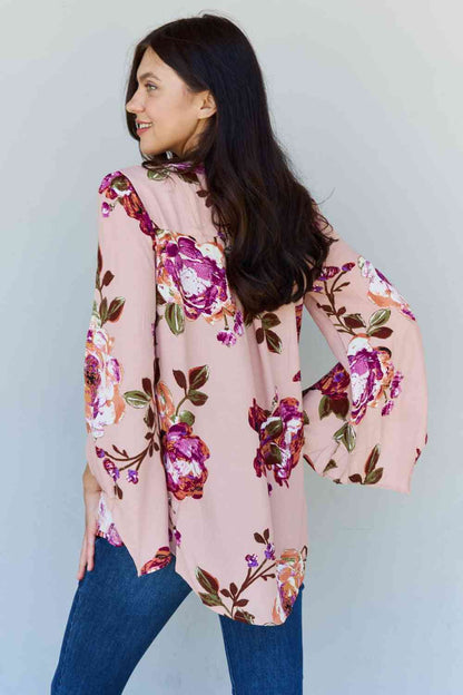 Floral Bell Sleeve Crepe Top