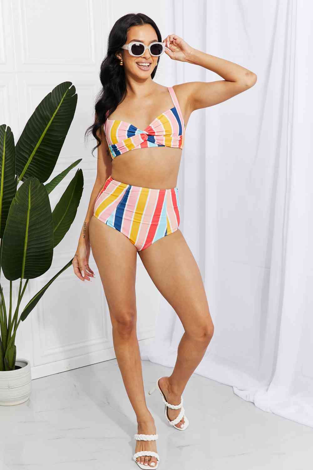 Swim Take A Dip Twist High-Rise Bikini in Stripe