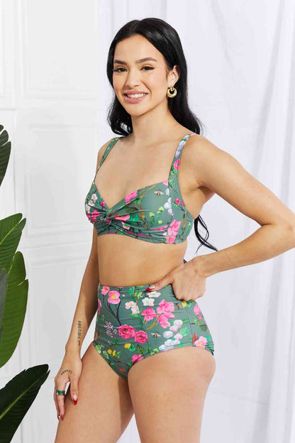 Swim Take A Dip Twist High-Rise Bikini in Sage