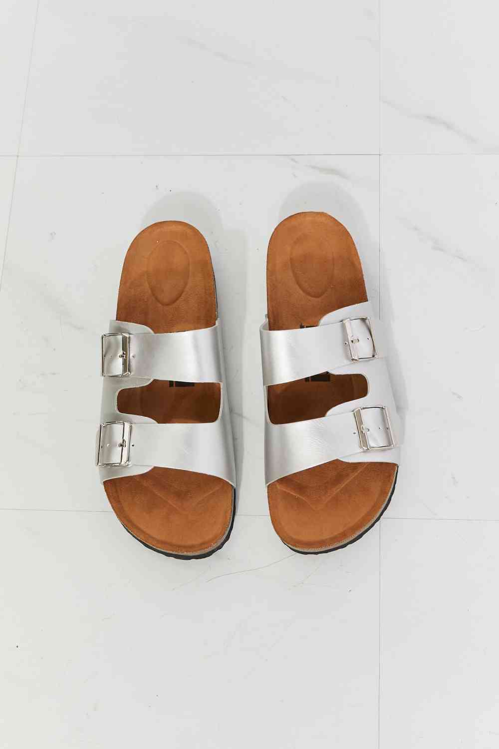 Best Life Double-Banded Slide Sandal in Silver