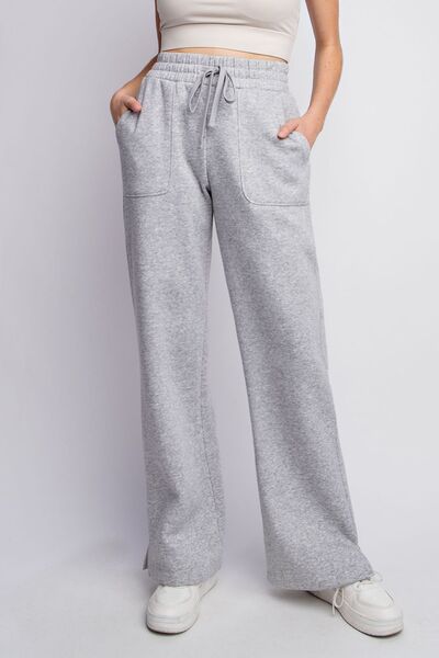 Drawstring Straight Leg Slit Sweatpants