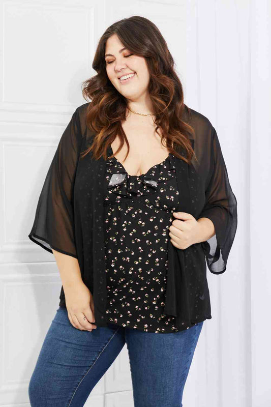 Just Breathe Chiffon Kimono in Black