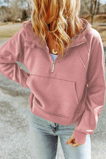 Finding The Time Half-Zip Thumbhole Sleeve Hoodie