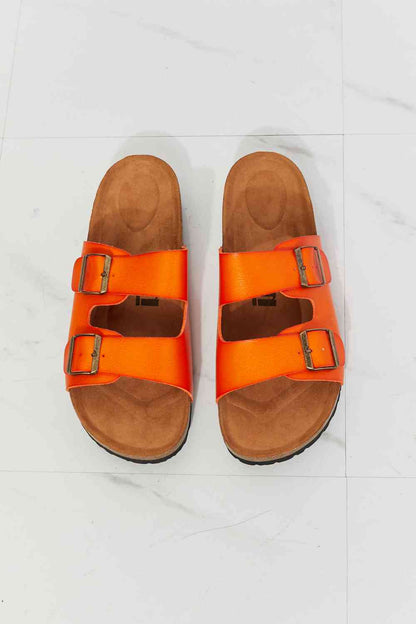 Feeling Alive Double Banded Slide Sandals in Orange