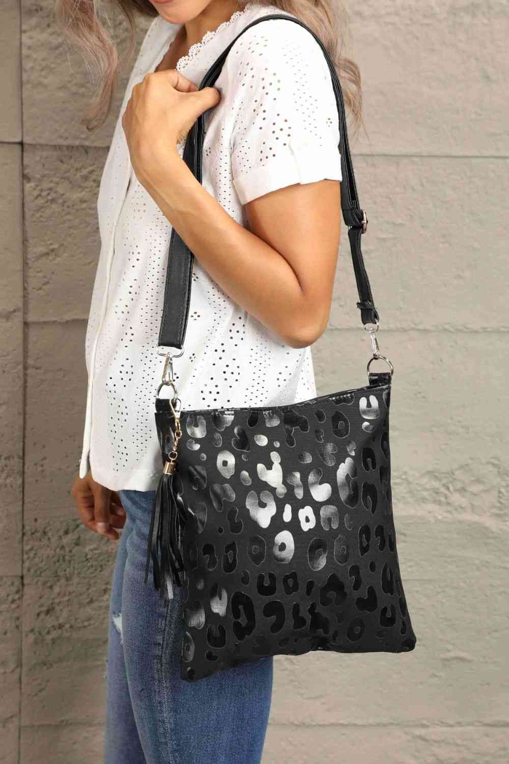 Leather Shoulder Bag with Tassel