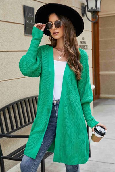 Flaunt It Open Front Lantern Sleeve Cardigan